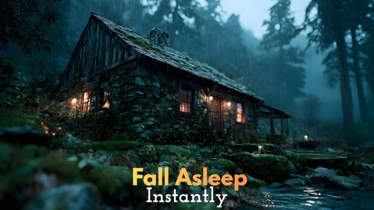 Black Forest Rain & Distant Thunder – Ancient Fairytale Cottage (Sad Piano)