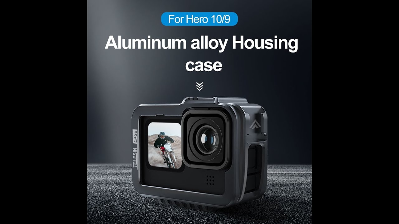 TELESIN Aluminium Alloy Frame Case For GoPro 9 10 Double Clod Shoe With Charging Port For GoPro Hero
