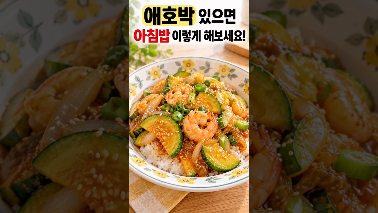 애호박 있으면 이렇게! 5분 30초 새우덮밥 레시피 숏폼 썸네일