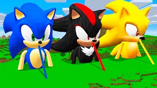 HOUSE GOLEM FROM SONIC vs SHADOW SONIC vs KNUCKLES vs SUPER SONIC vs TAILS in Minecraft Compilation