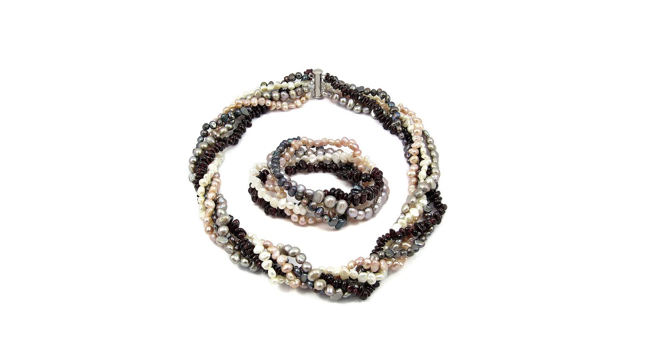 Set Orchira Dans de Perle și Granate (colier, brățară) @ SimplyChic.ro