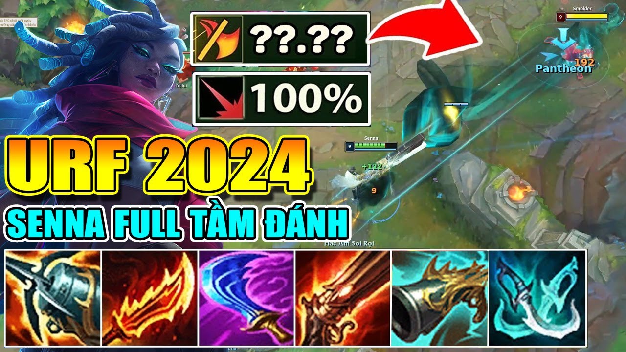 SENNA 100% CRIT BẮN TỐC ĐỘ ÁNH SÁNG + TẦM ĐÁNH SIÊU DÀI TƯỚNG BẬC S+ TRONG URF 2024