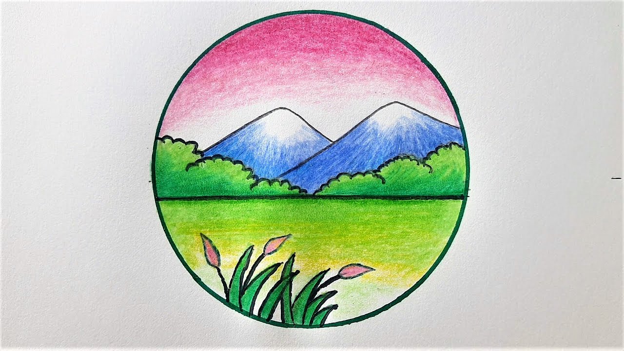 Very😍 Very😍 Beautiful Scenery How to draw a Scenery in the Circle - YouTube