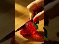 ✨🍓🔪 Watch this glass strawberry sparkle as it’s sliced💎 #ASMR #OddlySatisfying #GlassArt #Strawberry