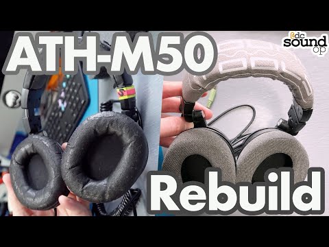 ATH-M50 Headphone Rebuild, Cable Mod,  FRESH ear-pads & a hand sewn headband 🧵🎧
