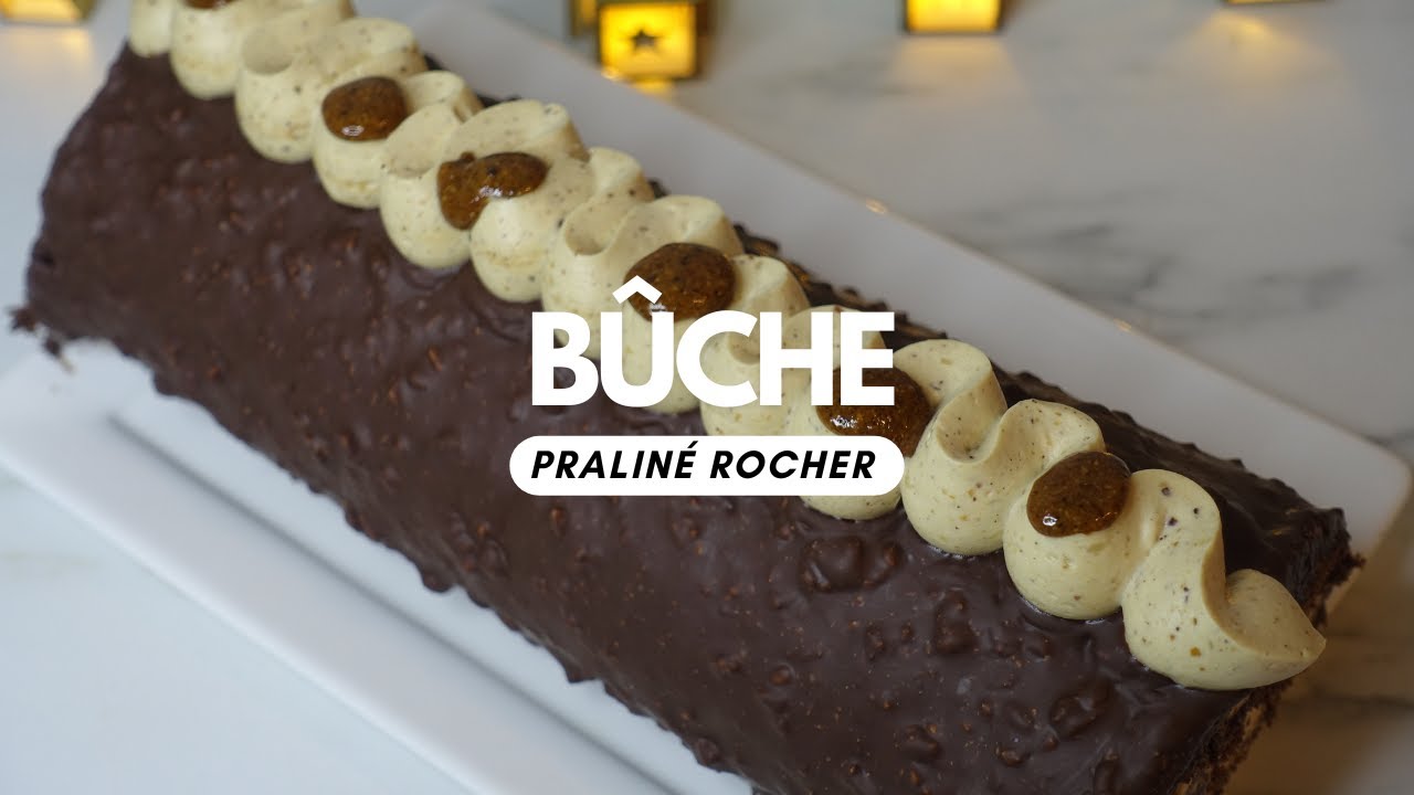 Bûche roulé glaçage rocher chocolat praliné maison simple, rapide et surtout délicieuse
