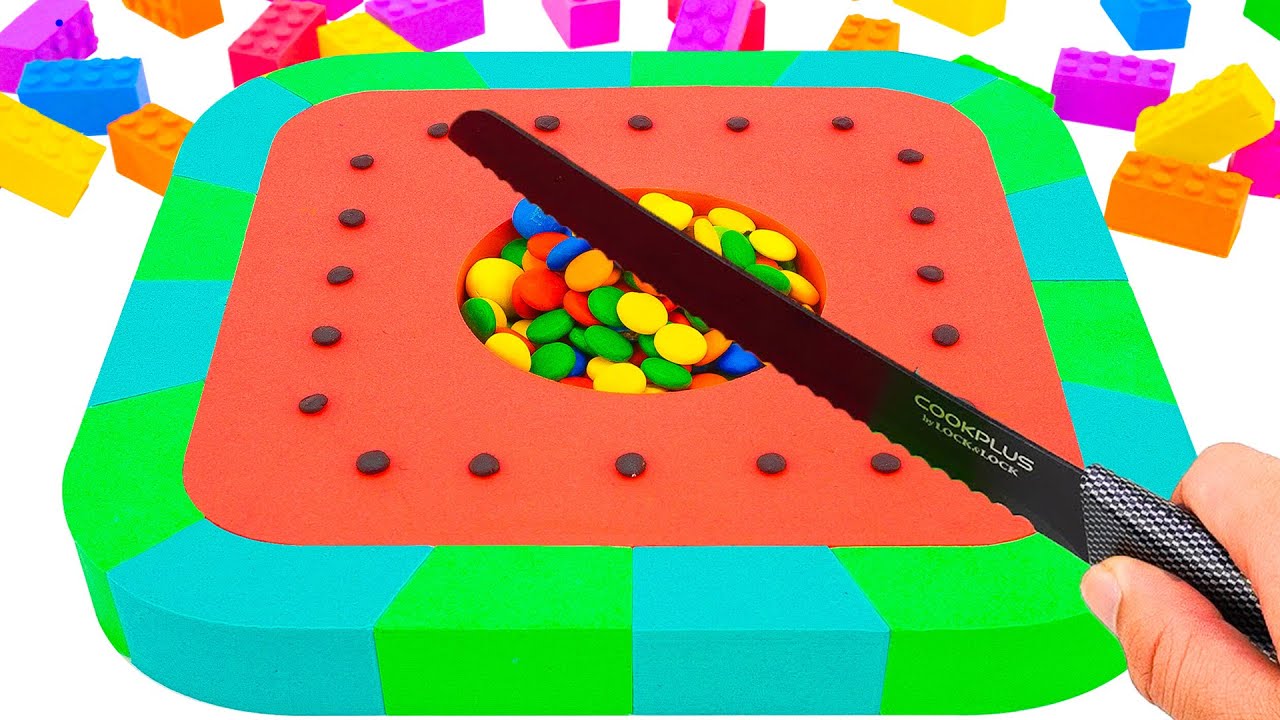 Satisfying Video l How to make Rainbow Watermelon Cake with Kinetic Sand Cutting ASMR