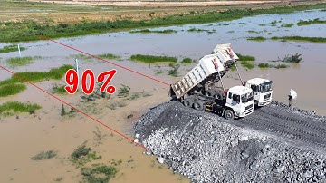 EP 8 , Incredible Action , Making Road , Bulldozer SHANTUI DH17C3 Push Rock , truck Unloading Rock