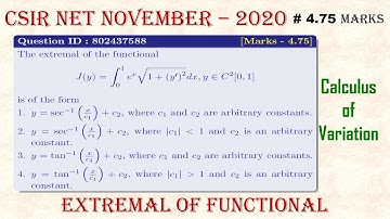 ||CSIR NET NOVEMBER-2020|| Question ID 802437588|| Calculus of Variation|| Extremal of Functional||