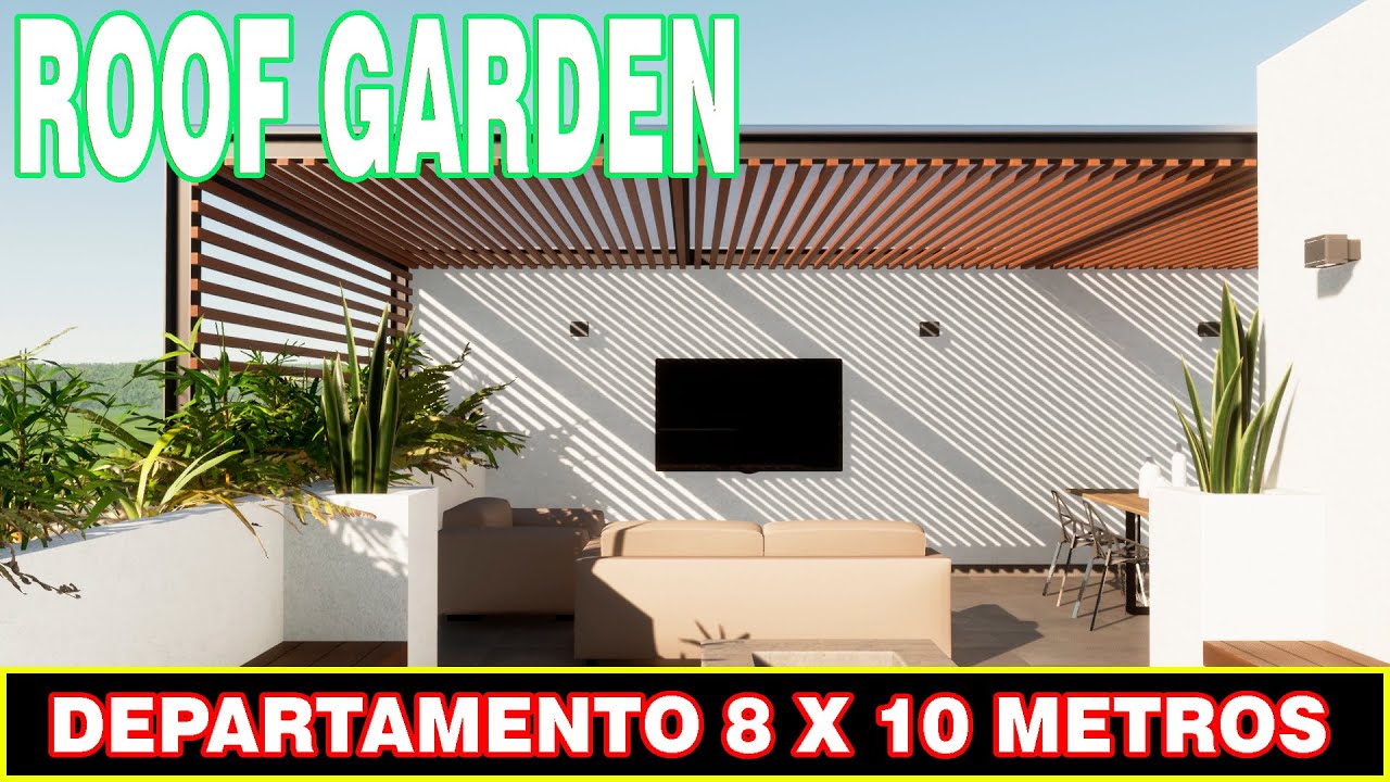🏡  ROOF GARDEN,  Diseño de Departamento de 8x10 metros  [CON PLANO] 🏡
