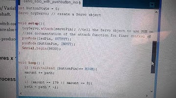 Servo motor controlled by a pushbutton Arduino code