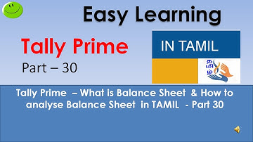 Tally Prime  – What is Balance Sheet  & How to analyse Balance Sheet  in TAMIL  - Part 30