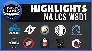 [Highlights] NA LCS W8D1 All Matches | C9 vs NME - TIP vs TSM - CLG vs TL - GV vs DIG - TDK vs T8