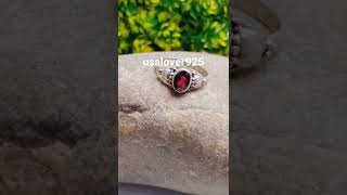 Handmade Red Garnet Oval Gemstone Vintage Silver Women Ring Jewelry By Usalover925