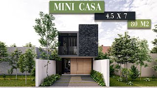 HOUSE OF 4.5 X 7 METERS | MODERN MINI HOUSE | 2 FLOORS | 2 ROOMS