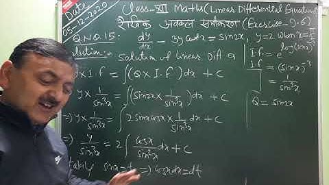Class XII Maths, Video-24, Differential Equations, Linear Diff. Equ. ,Exercise-9.6-Q.No-15, 16, 17