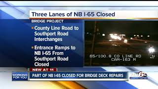 Part of NB I-65 to be closed for bridge repairs