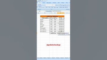 How to Use Subtotal Formula in Excel #microsoft #excel #msexcel #shorts #computer #education #tricks