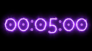 Purple energy neon timer 5 minutes countdown
