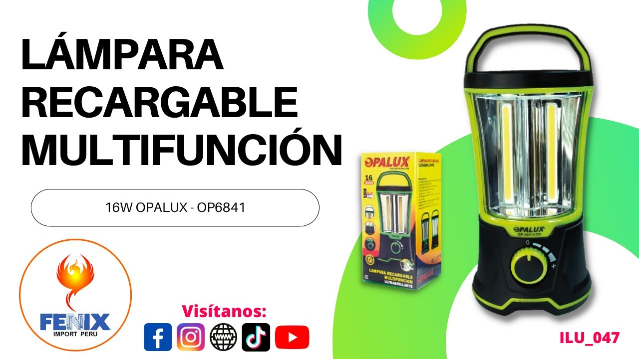 Lámpara Recargable Multifunción 16W Opalux-op6841