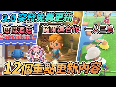 ✨3.0突發大型免費更新資訊懶人包! 薩爾達合作 多人聯機改島 一人三島 海邊度假酒店新玩法 斯普拉遁 LEGO合作 NS2升級版本【Anny動森快報】