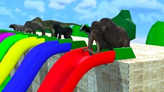 Sapi Mammoth Gajah Dinosaurus Gorila Kerbau tebak warna yang tepat dari permainan kandang hewan