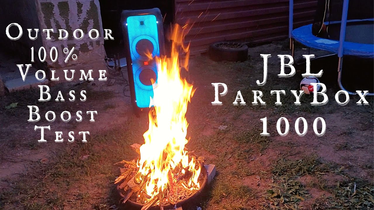 JBL PARTYBOX 1000 INTENSE PLAY WITH BASS BOOST 1 ON & FIRE