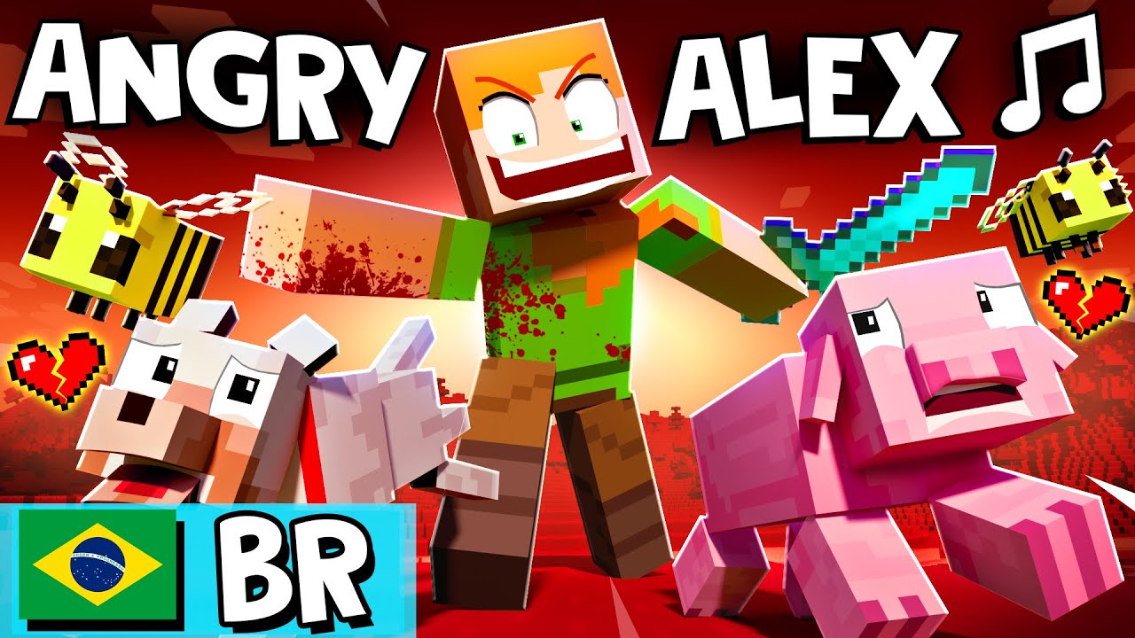 ANGRY ALEX  Verso OFICIAL em portugues Minecraft Animation Music Video   Em Portugues