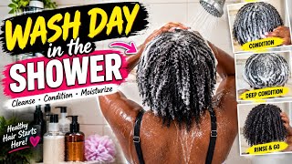 Wash Day in the Shower | No Sectioning