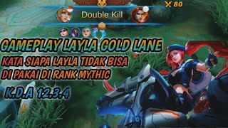 GAMEPLAY LAYLA GOLD LANE RANK MYTHIC | CARA MAIN LAYLA GOLD LANE | BUILD TERSAKIT LAYLA