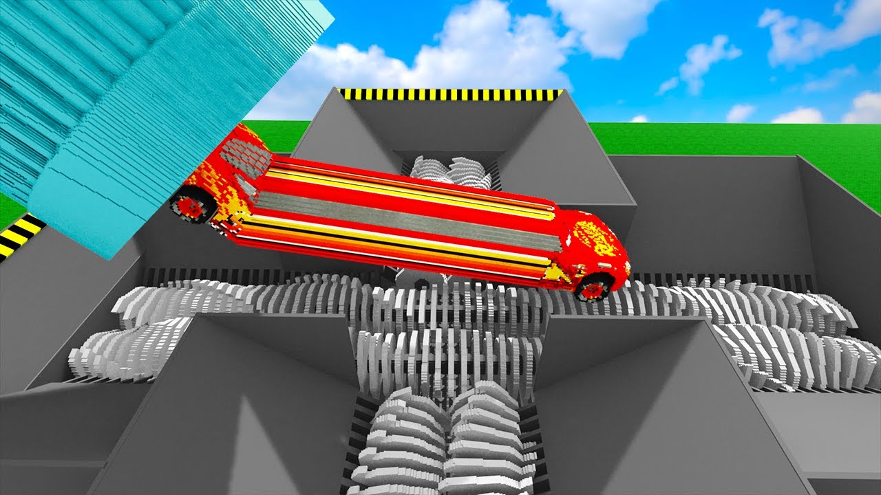 Cars Crash Into Barriers And Fall Into Shredder Factory | Teardown