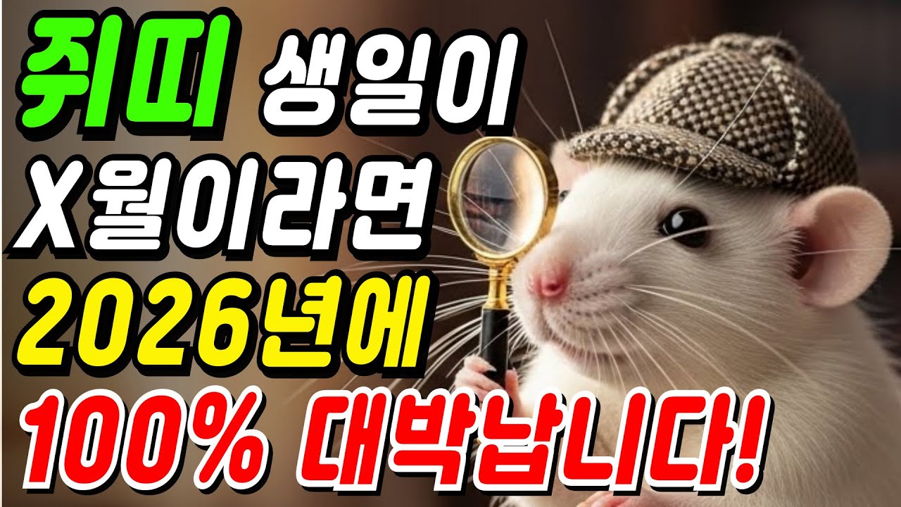 [쥐띠 대박 운세] 쥐띠 생일이 X월이라면 2026년에 100% 대박납니다! | 운수대통 최고의 대운 | 60년생쥐띠 72년생쥐띠 84년생쥐띠