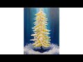 Golden Christmas Tree EASY Acrylic tutorial Cotton Swab Painting Technique | TheArtSherpa