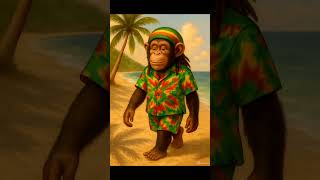 “Rasta Chimp’s Chill Journey to the Sea 🌴🐒🚆