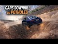 Cars Downhill vs Giant Potholes – Who Survives?