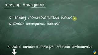 Tutorial Dasar Python 3 - 31 Function Anonymous