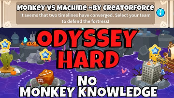 BTD6 Odyssey || Hard Mode Guide || No Hero Achievement, No Monkey Knowledge (Monkeys vs. Machine)