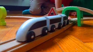 New IKEA Lillabo Wooden Toy Train set with Bridge