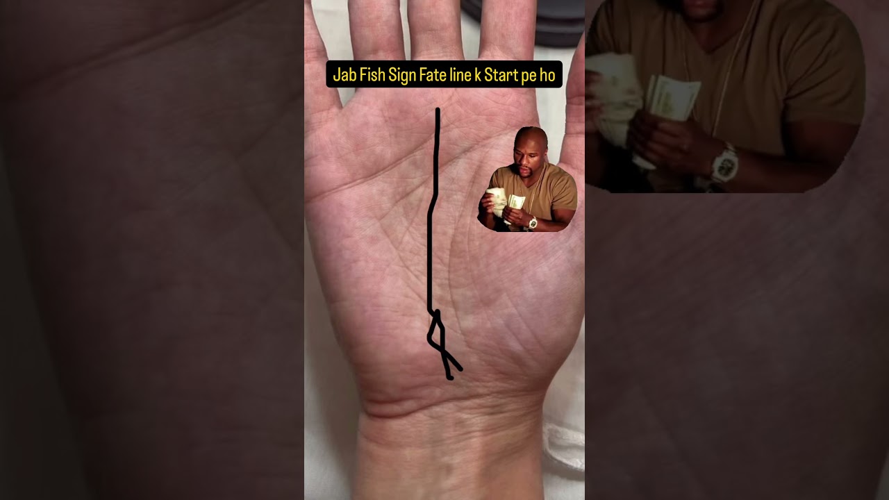 Знак счастливой рыбы в начале линии судьбы.