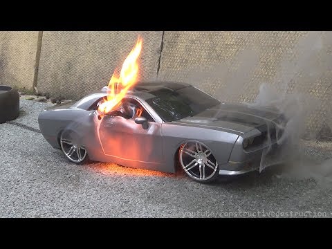 RC Car Burnout Ends In Flames || RC Car Destruction