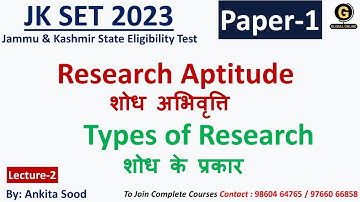 JK SET Paper 1 Preparation | Types of Research for JK SET 2023 |