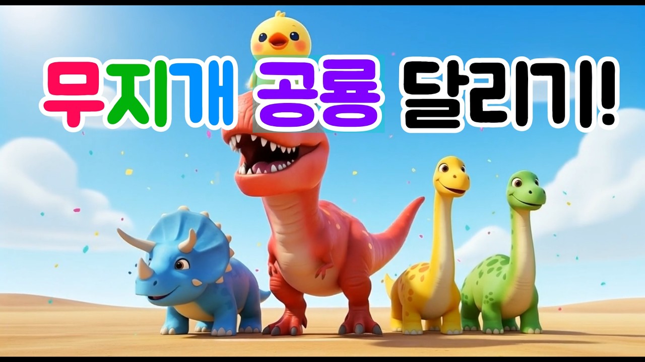 🐯🦖 오리콩과 색깔 공룡 레이스! 무지개 달려요 🌈  키즈 동요