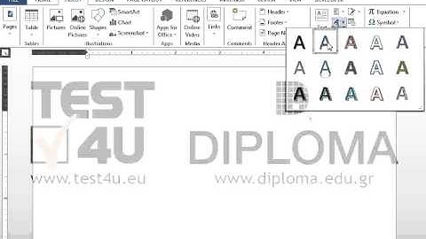 Insert a Word Art object displaying the text Hello World.