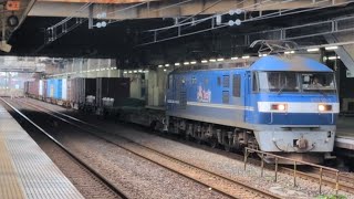 桃トップ牽引!【ジョイント音最高!】4093レ EF210-1号機+コキ20両 小山駅10番線通過!