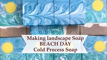 Making BEACH DAY 🏖  Aloe Vera Landscape CP Soap w/ Layers and Sun embeds ☀️ | Ellen Ruth Soap