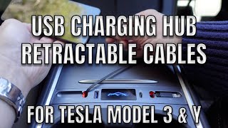 Tesla Model Y & 3 Aftermarket USB Charging Hub With Retractable Cables