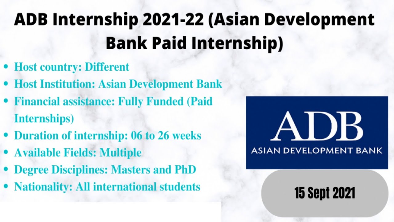 ADB Internship 2021-22 | Asian Development Bank Paid Internship | International Internship