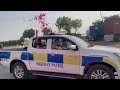 Police throwing flower on saad hussain rizvi