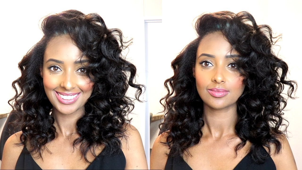 beach waves & soft curls w/curling iron wand natural hair tutorial