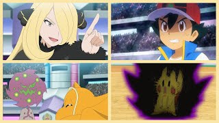 ASH VS CYNTHIA 1\/3 CYNTHIA OVERWHELMS ASH! PIKACHU FALLS! Pokemon Journeys Episode 123 REVIEW